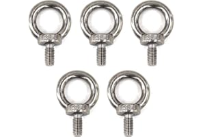 FLOMORE M10 Eye Bolt 304 Stainless Steel Heavy Duty Lifting Ring Bolt Screws Pack of 5