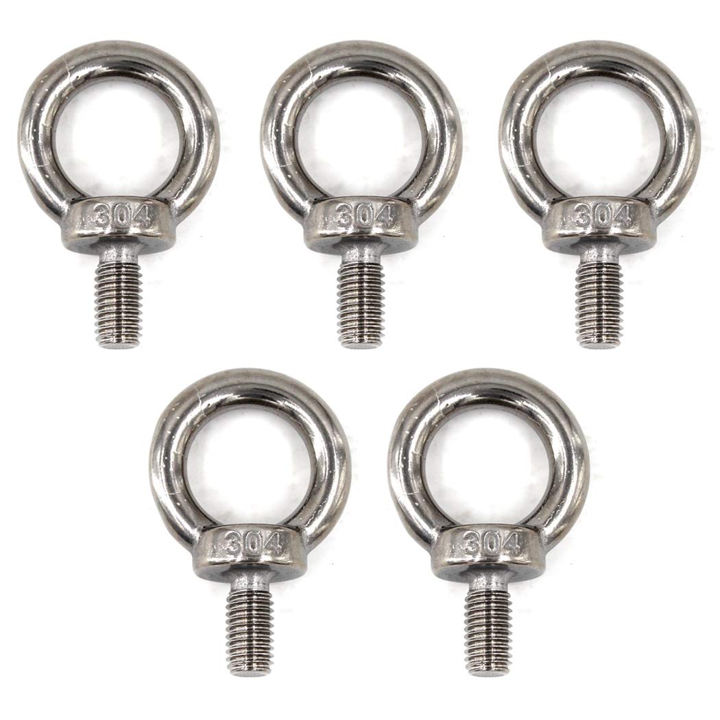 M8 Eye Bolt 304 Stainless Steel Heavy Duty Lifting Ring Bolt Screws Pack of 5