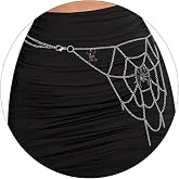 Navoky Halloween Skull Spider Pants Chain Punk Layered Belt Chain Goth Metal Jeans Chains for Women or Men