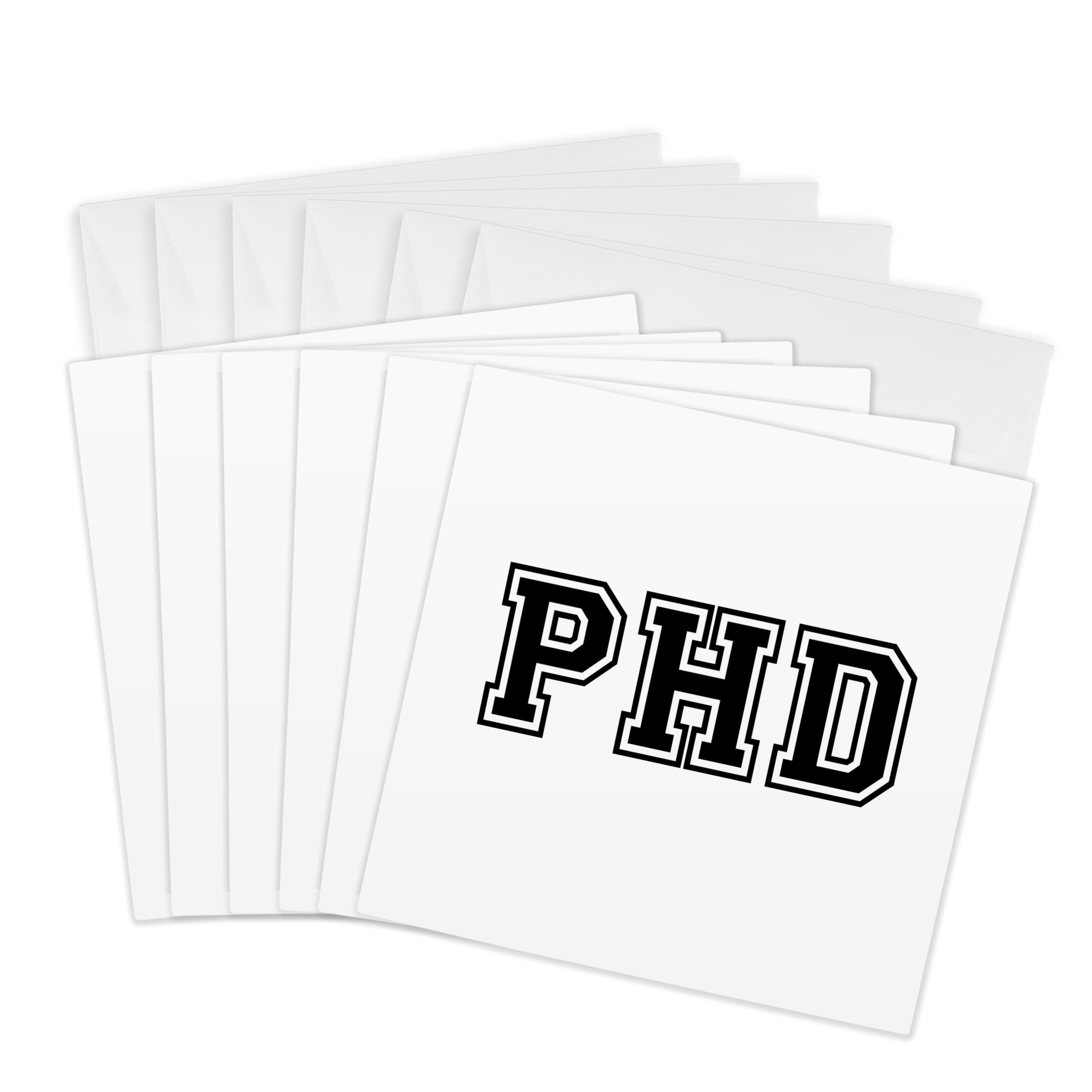 3dRose gc_151237_1 6 x 6-Inch "Phd - Graduate School College or University Graduation Gift - Black - Doctor Graduating Souvenir" Greeting Card (Pack of 6)