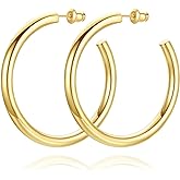 14K Gold Plated Hoop Earrings for Women Chunky Hoop Earrings for Women Thick Lightweight Earrings Jewelry Gifts