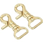 PATIKIL Lobster Clasp Keychains, 2 Pack 3/4 Inch Pure Brass Oval Lobster Clasps Swivel Trigger Snap Hook Purse Lanyard Clips for DIY Leather Craft