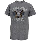 Armed Forces Gear Men's US Navy Vintage Basic Short-Sleeve T-Shirt - Licensed US Navy Shirts for Men (Grey)