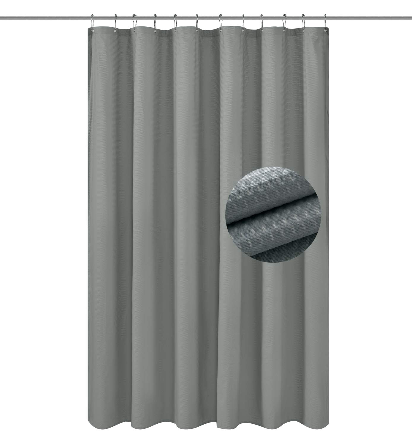 Barossa Design Soft Microfiber Fabric Shower Liner or Curtain - Lightweight, Hotel Quality, Machine Washable, Water Repellent - Dark Grey, 70 x 72 inches