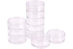 PandaHall Elite 2 Sets 5 Layer Cylinder Stackable Bead Containers Plastic Round Clear Storage Organizer Box with Screw Lid fo