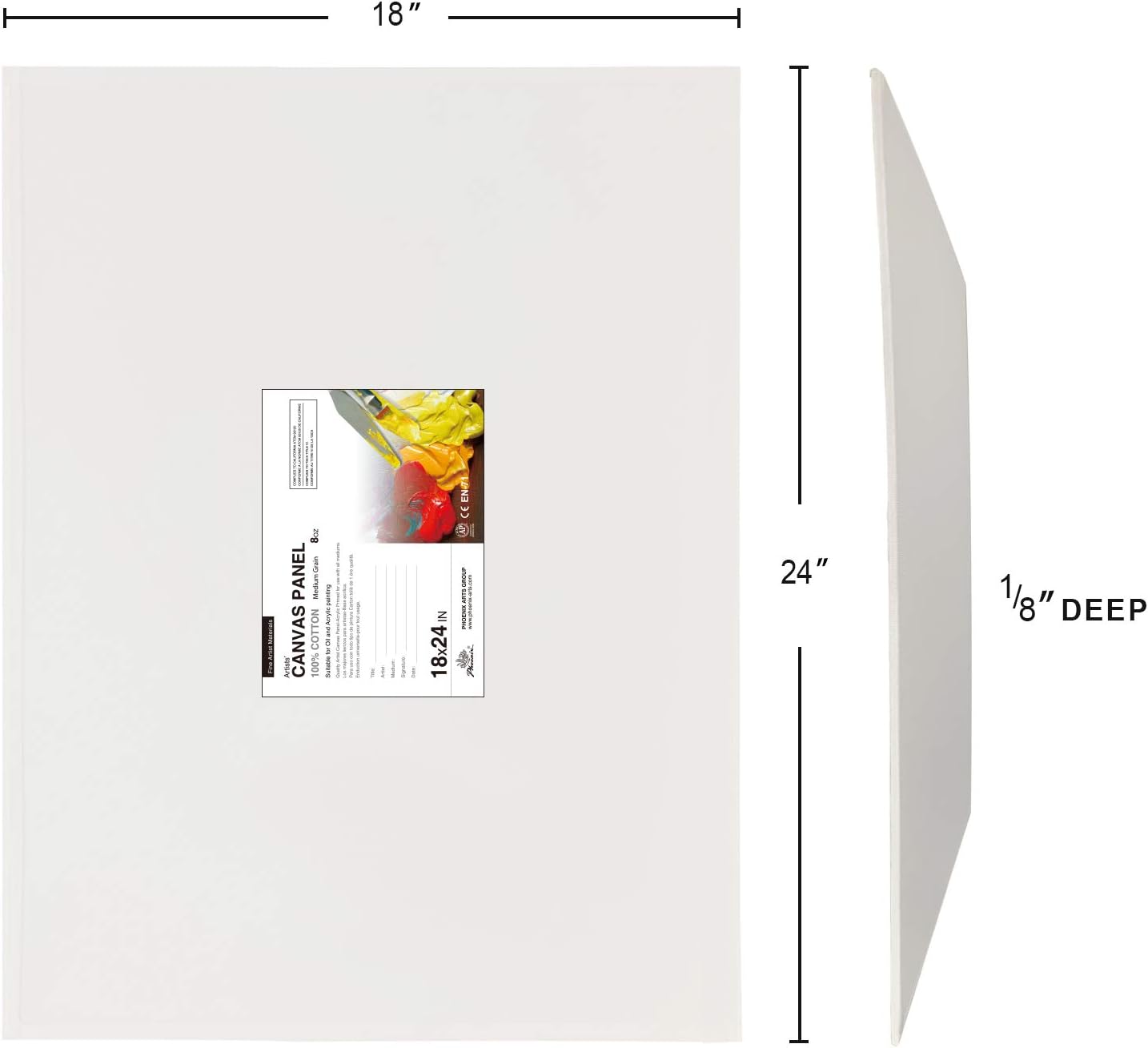 PHOENIX Artist Painting Canvas Panels - 18x24 Inch / 6 Pack - Triple Primed Cotton Canvas Boards for Oil & Acrylic Painting: Everything Else