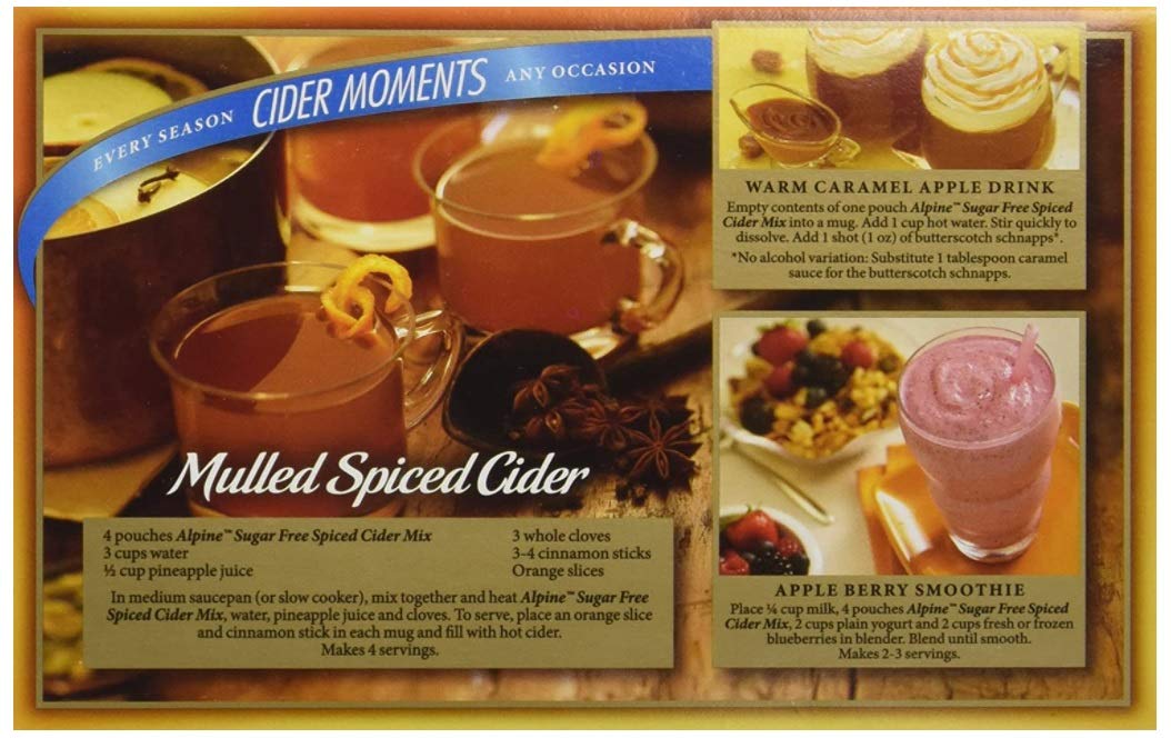 Amazon Com Alpine Sugar Free Spiced Apple Cider Mix Pack Of 2 Powdered Soft Drink Mixes Grocery Gourmet Food