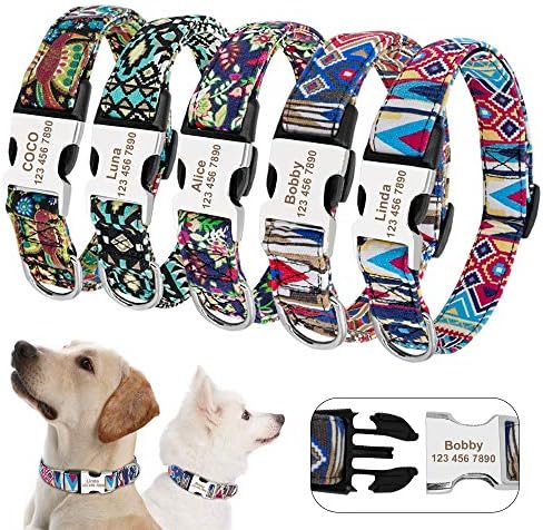 素晴らしい のカスタム犬の首輪パーソナライズナイロンペットの犬のタグの首輪調節可能な刻まれた子犬猫ネームプレートid首輪 Color Redgreen Size M 安心発送 の