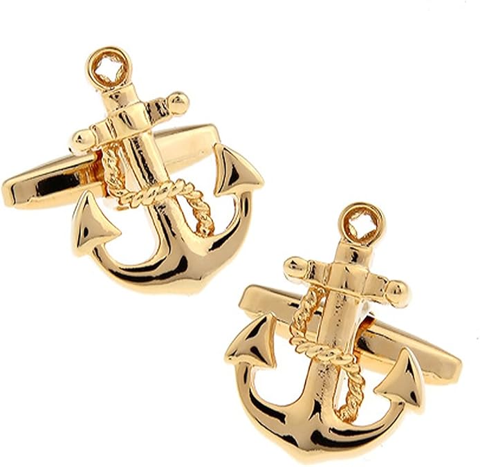 Ashton and Finch Ancla de Barco chapada en Oro con Cordones Gemelos en