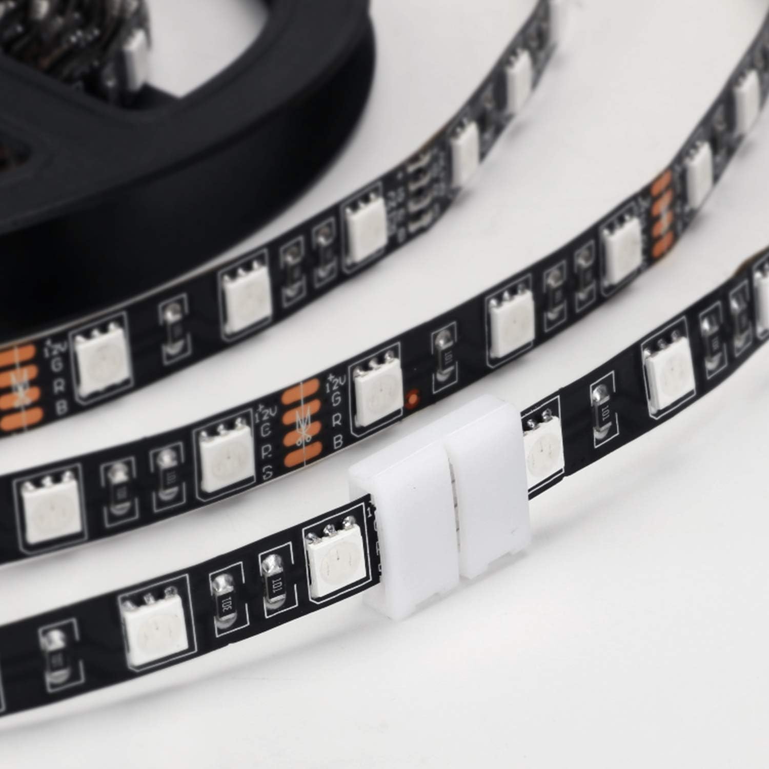 10Packs 4-Pin RGB LED Light Strip Connectors 10mm Unwired Gapless Solderless Adapter Terminal Extension for SMD 5050 Multicolor LED Strip (10Pack 4PIN RGB Connector) - - 