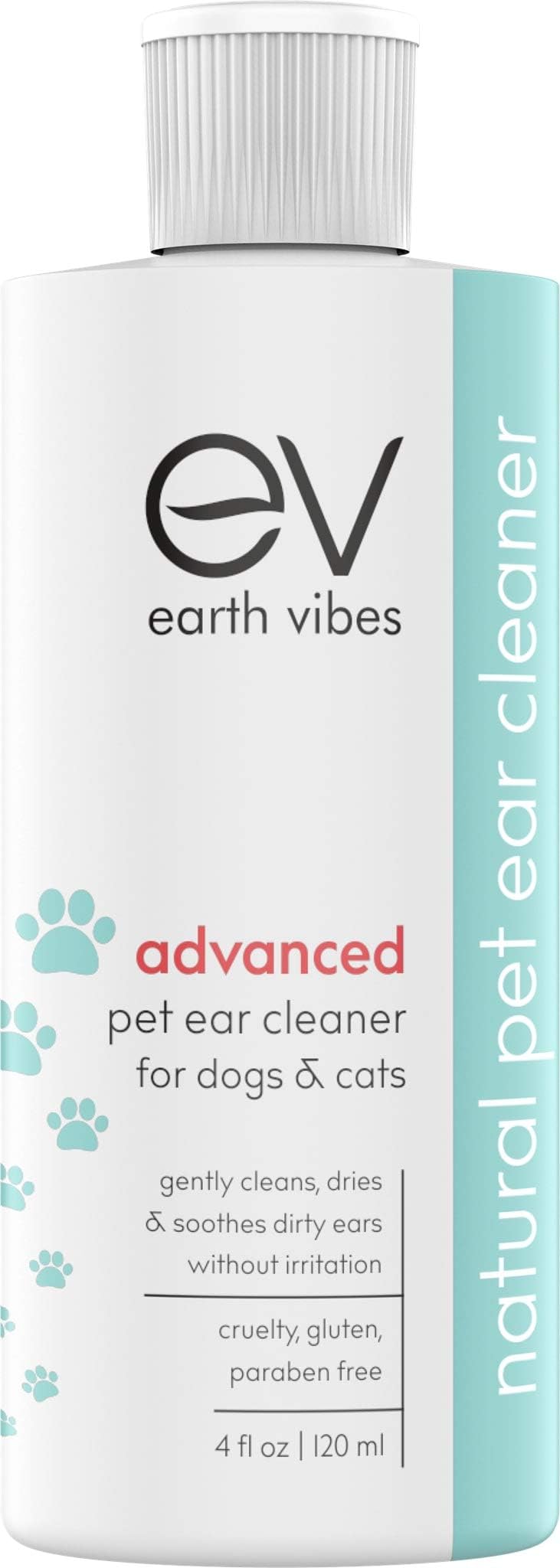 Earth VibesDog & Cat Ear Cleaner – Pet Cat Ear Cleaner - Advanced Natural Solution Treatment for Itching, Head Shaking, Discharge & Smelly Ears - Made in The USA