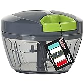 Cambom Manual Food Chopper Vegetable Cutter, Hand String Vegetable Chopper Onions Cutter for Vegetable Fruits Nuts BPA Free Food Safe Material, 500ml Gray