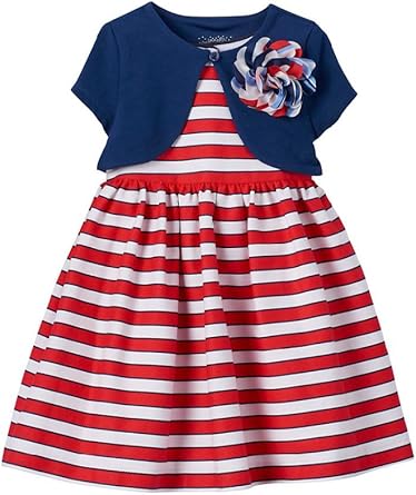 girls red and white striped dress