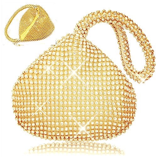 ELEOPTION Women Ladies' Evening Clutch Wedding Purse Handbag for Party Prom (Gold)