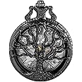Pocket Watch Hollow Tree of Life Design Roman Numerals Customizable Quartz Pocket Watch with Chain Birthday Gifts