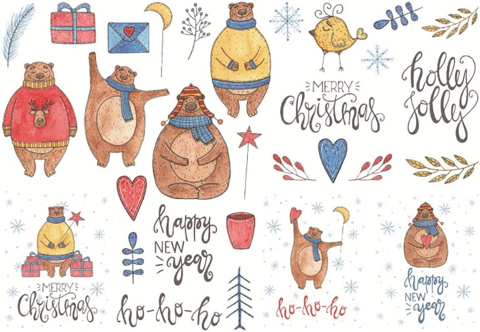 Kanggest Christmas Diary Stickers Bear Happy New Year Pattern Stickers Decoration Scrapbooking