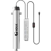 HQUA 120W Whole House UV Water Purifier &ndash; 24 GPM Ultraviolet Water Filter with Cooling Fan, 120V, 1&rdquo; MNPT Inlet/Outlet, Includes Spare UV Lamp &amp; Quartz Sleeve