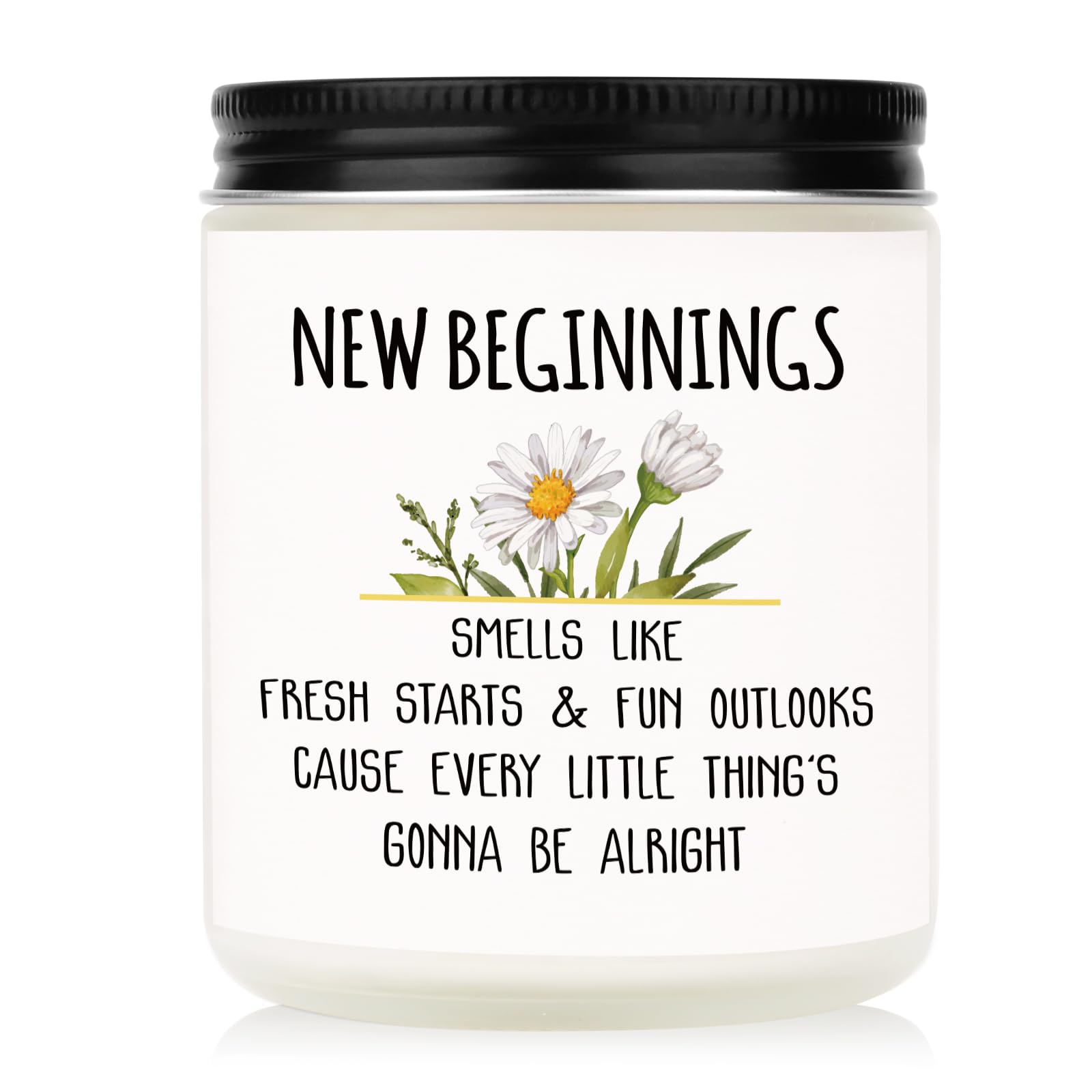 Leebbsin New Beginnings Candle, New Job/Home Gifts, Good Luck Gift, Leaving Gifts for Colleagues Women Men, Divorce/Inspirational/Motivational Gift, Handmade Lavender Scented Soy Wax Candle 7oz