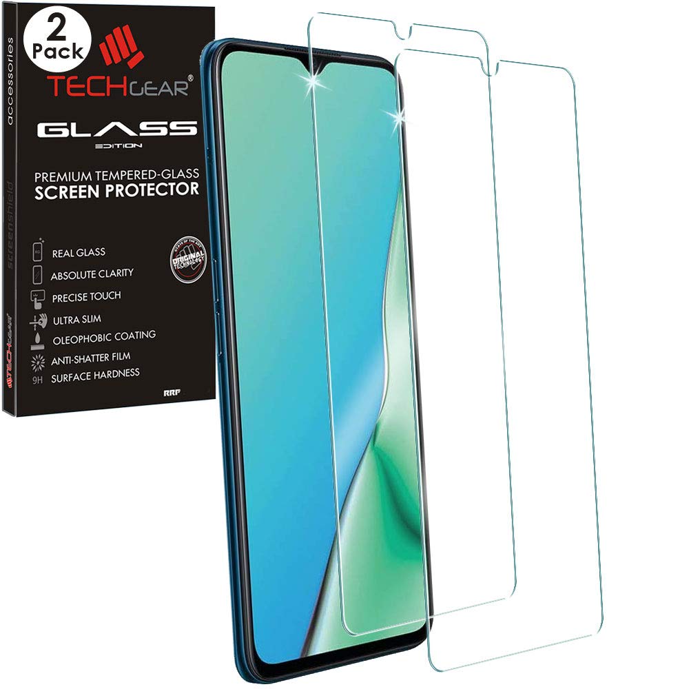 TECHGEAR 2 Pack of GLASS Edition for Oppo A9 2020 / A5 2020, Tempered Glass Screen Protectors Cover [2.5D Round Edge] [9H Hardness] [Crystal Clarity] [Scratch-Resistant] [No-Bubble]