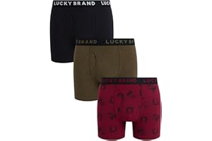 Lucky Brand Men's Boxer Briefs - 3 Pack Soft Stretch Casual Men's Underwear with Functional Fly Pouch Boxers (S-2XL)