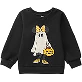 GLIGLITTR Toddler Baby Girls Halloween Sweatshirt Bowknot Ghost Pumpkin Long Sleeve Shirt Crewneck Pullover Spooky Season Top
