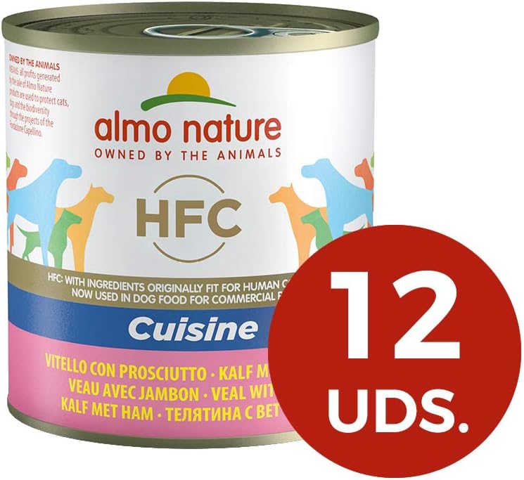Almo Nature HFC Cuisine - Veal and Ham - Wet Dog Food (Pack of 12 x 280g tins), 290 g (Pack of 12)