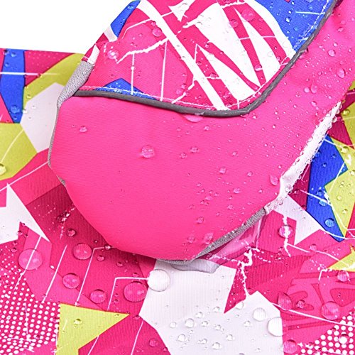 HUOZAO Children Snow Mitten Gloves for Teens Kids Windproof and waterproof Snowboard Skiing with Wrist Sleeves (Rose) M