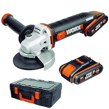 WORX WX800 Li-Ion Akku-Winkelschleifer 20V – Kompakter Schleifer mit schmalem Körper, Zusatzhandgriff & leistungsstarkem 20V 