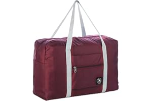 Foldable Travel Bag Luggage Storage for Sports Gym Water Resistant Nylon Canvas Duffel for Men, Women 32 Liter （Red）