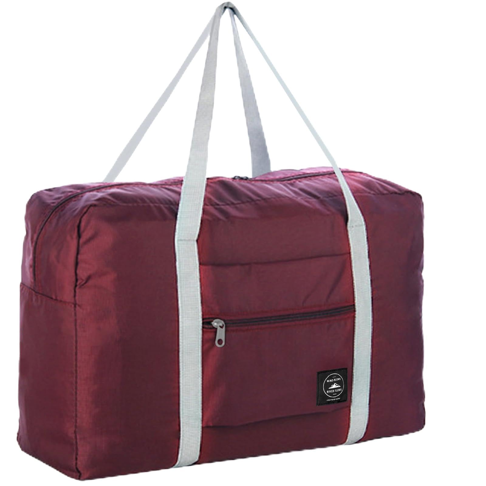 INVODA Foldable Travel Duffel Bag Holdall Bag Luggage for Sports Gym Water Resistant Nylon 32 Liter(Red)