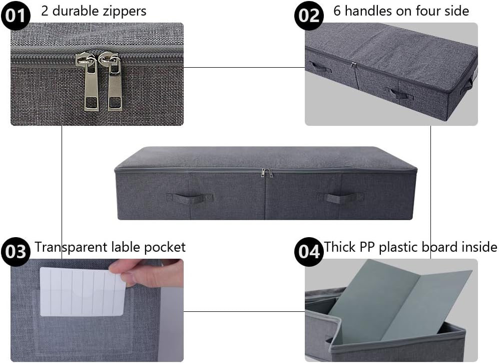 iwill CREATE PRO Large Under The Bed Storage Container for Duvets, Blankets Bedding Accessories, Black Gray: Home & Kitchen