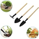 NEUSID Mini Garden Tools Set 6 Pieces Wood Handle Shovel Rake Trowel view 5