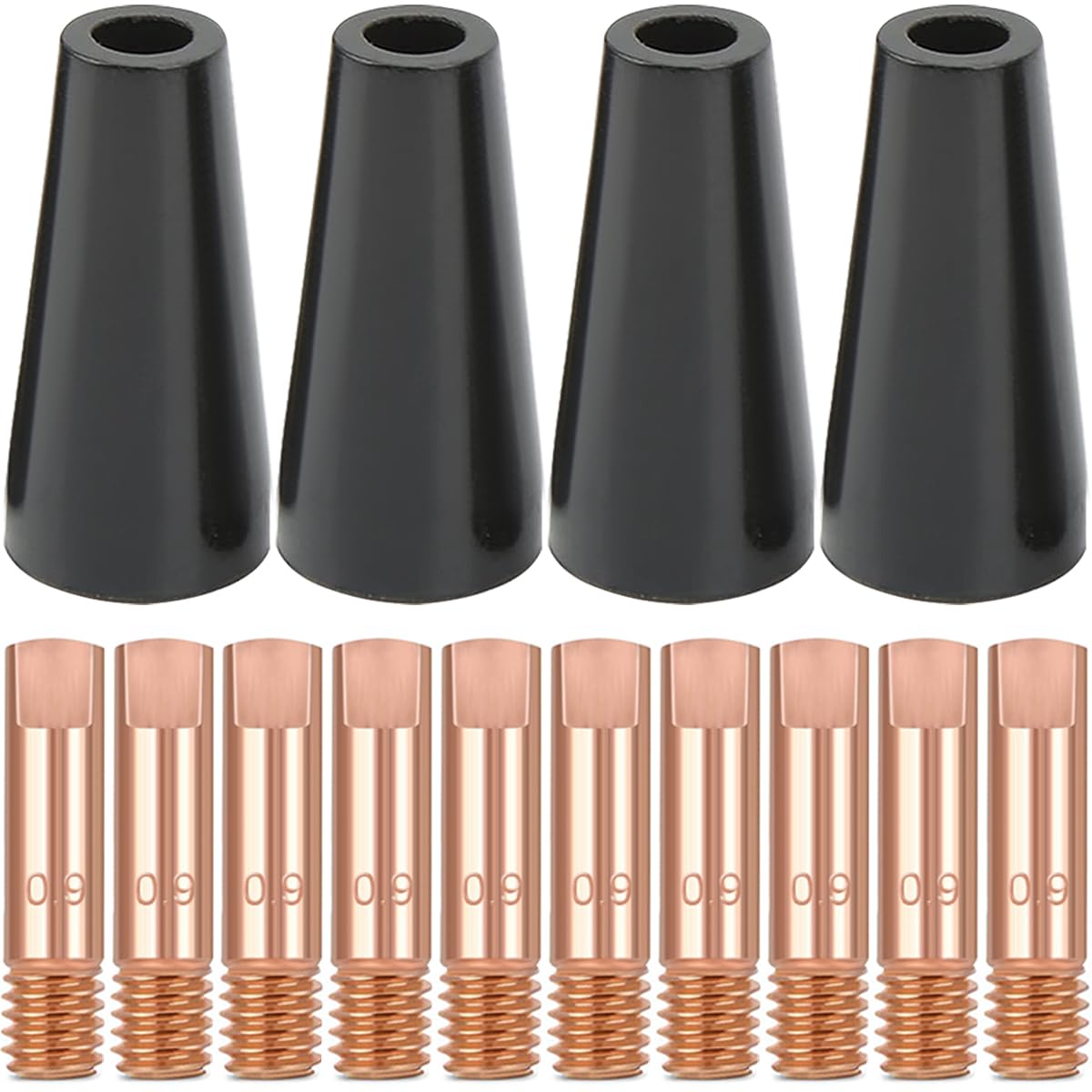 EATBALE 14AK 15AK Gasless Nozzle Tips Kit, MIG Welding Contact Tip 0.9mm 0.035'' M6, Welding Torch consumables for MIG MAG 15AK 14AK MB15 MB14 Welder Accessories (14Pcs)