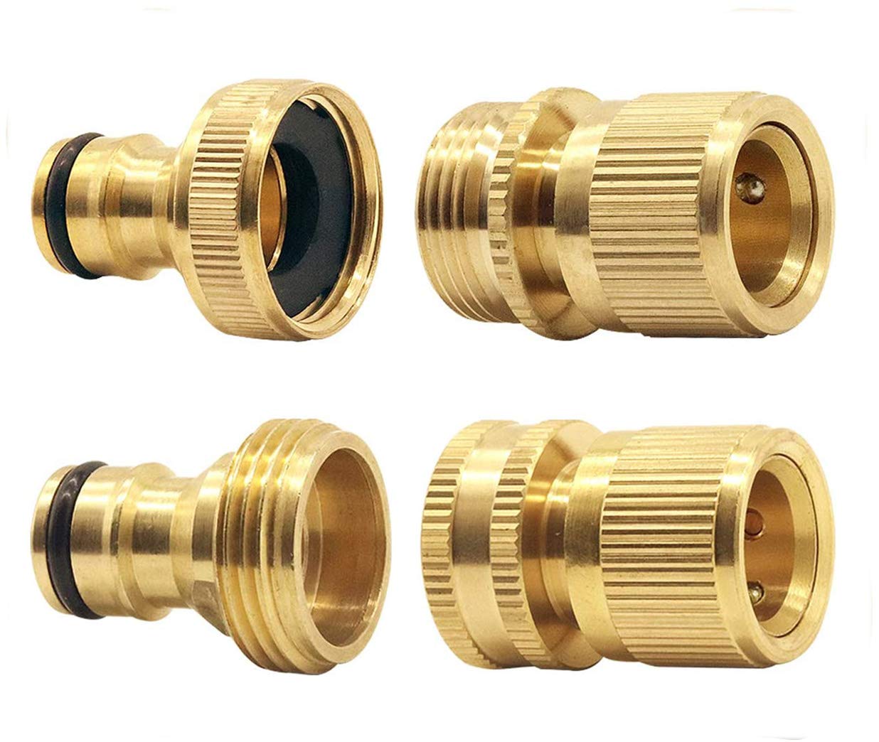 Tesmotor Expandable Garden Hose Male and Female Adaptors Connector Quick Connect Tap and Spray Appliance Kit(4 pcs)