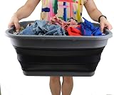 SAMMART 41L Collapsible Laundry Basket Grey Black BPA Free view 6