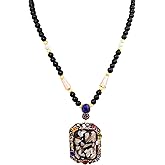 MINACHI Bohemian Ethnic Retro Style Colorful Crumb Shell Beads Square Pendant and Beads Chain Long Necklace Jewelry for Women