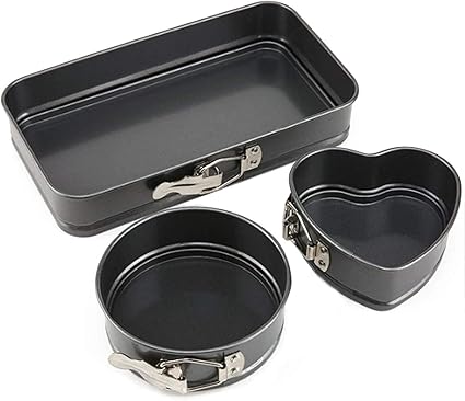 Springform Backformen Set 3 Teilig Kuchenformset Backset Rund Springform Herzform Backform Rechteck Flachboden Kuchenformen Auslaufsicher Antihaftbeschichtet Gourmet Kuchenform Mit Abnehmbarem Boden Amazon De Kuche Haushalt