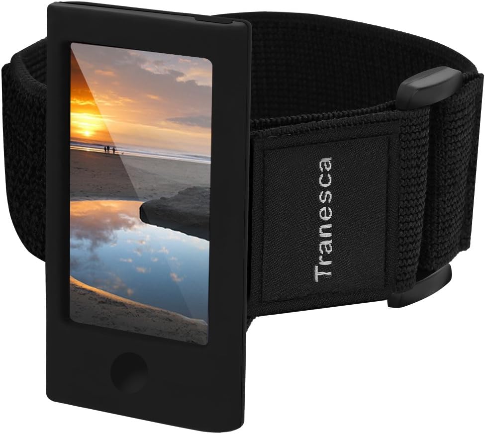 Tranesca iPod Nano 7th & 8th Generation Armband with Tempered Glass Screen Protector -Black (Perfect for Workout): MP3 Players & Accessories