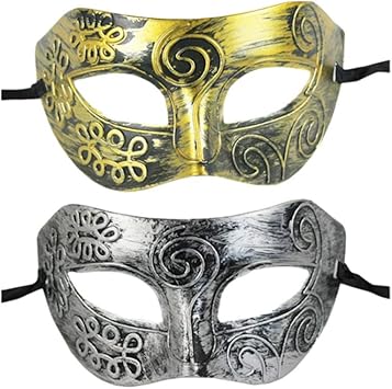 Amosfun 2 Piezas Mascaras Venecianas Para Hombres Antifaces De Fiesta Retro Para Halloween Carnaval Disfraz Mascarada Cosplay Fiesta Bronce Plateado Amazon Es Juguetes Y Juegos