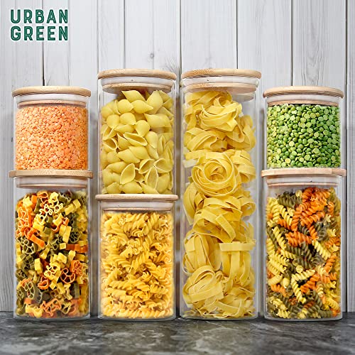 Urban Green Glass Jar with Bamboo Lids, Glass Airtight food