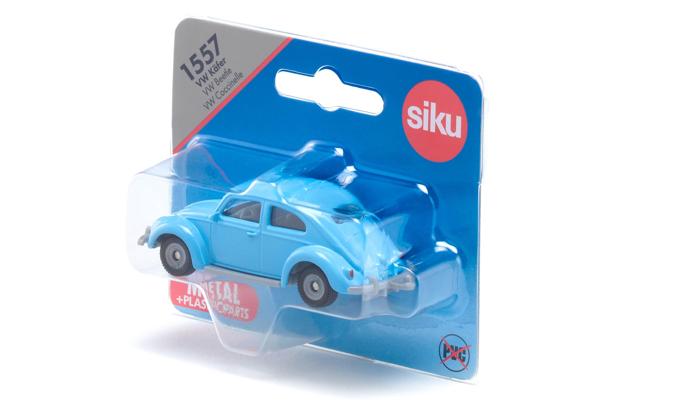 Siku 1557, VW Käfer, Metall/Kunststoff, Hellblau, Spielzeugauto für Kinder, Gummierte Reifen 6