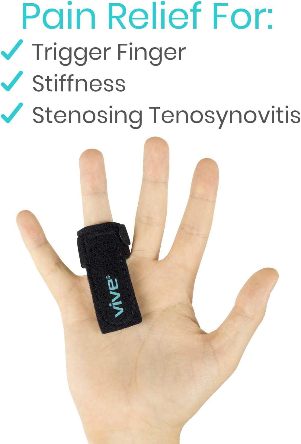 Vive Trigger Finger Splint - Support Brace for Middle, Ring, Index, Thumb and Pinky - Straightening Curved, Bent, Locked and Stenosing Tenosynovitis Hands - Tendon Lock Release Stabilizer Knuckle Wrap: Health & Personal Care