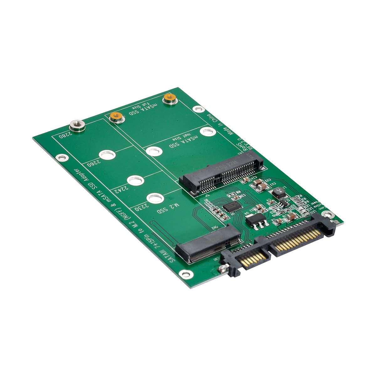 NFHK 2 in 1 Combo Mini PCI- E 2 Lane M.2 NGFF & mSATA SSD to SATA 3.0 III Adapter Converter PCBA