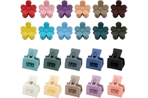 SuPoo 22pcs Mini Claw Clips Small Hair Clips Girls Hair Clips 1.1" Mini Flower Hair Clips Hair Claw Clips Square Claw Clips for Thin Hair Flower Clips for Hair Tiny Hair Accessories for Girls