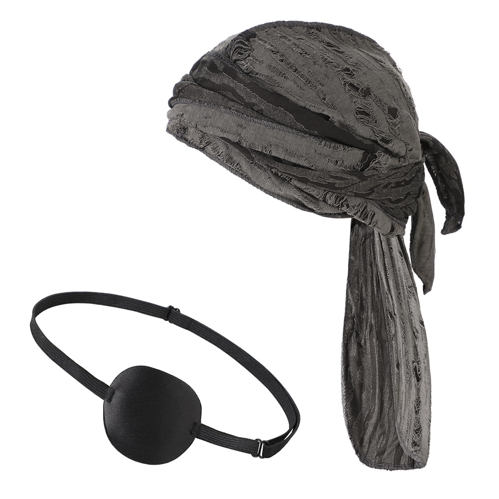 Pirate Costume Accessories Set Pirate Hat Headband and Eye Patch Set for Adults Halloween Dress Up Hat Bandanna Headscarf Women Men for Halloween Fancy Dress Medieval Renaissance Party Cosplay Costume