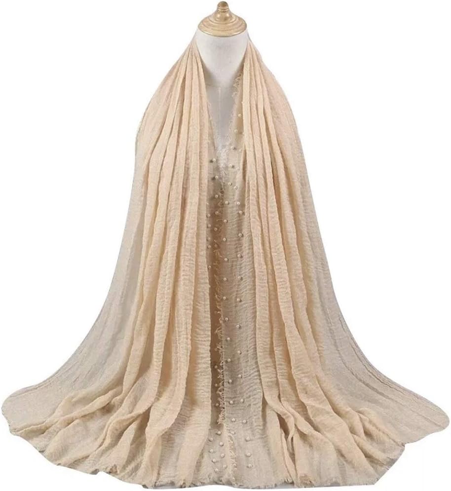 SHAYAN WOMEN HIT 2019 VISCOSE SCARF PEARL SOLID CRINKLE HIJAB SCARF SHAWL