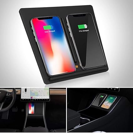 Lesgos Wireless Charger Stand With Dual Usb Ports For Tesla
