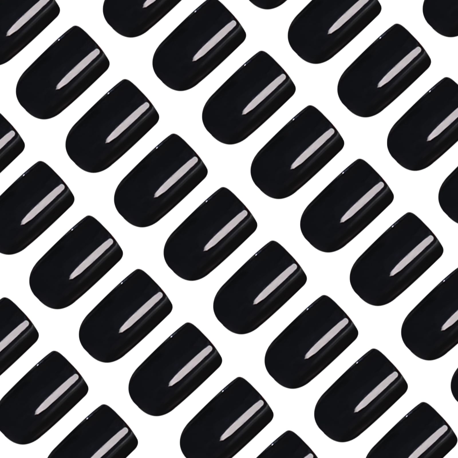 Frinail Black Press on Fake Nails Short Square,Gel Manicure Glossy Acrylic Stick on False Nails Kit for Women Girls,24PCS 10 Size Glue On Nails for Small Flat Medium Gig Long Nail Beds - Image 5