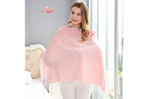 ONEUPIN Nursing Covers for Breastfeeding, Soft Cotton Breast Feeding Cover Stroller Cover with Lace Screen Yarn, Privacy Nursing Covers Infant Feeding Cover Infant Breathable for Breastfeeding Supplies（Pink）
