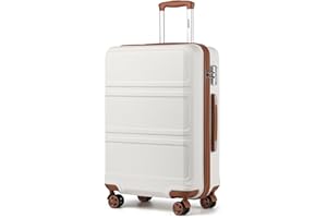 Kono 24 Inch Luggage Suitcase Lightweight with Spinner Wheels TSA Lock Hardside Medium Checked Luggage Durable Rolling Suitcase Cream White